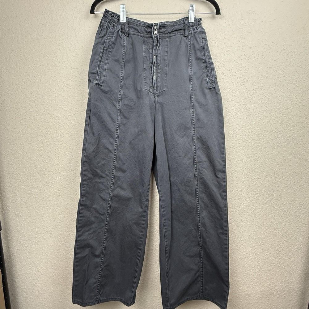 SKIMS Outdoor CottonPants Charcoal Gray Relaxed Wide Leg Utility Zip Front XS/S?